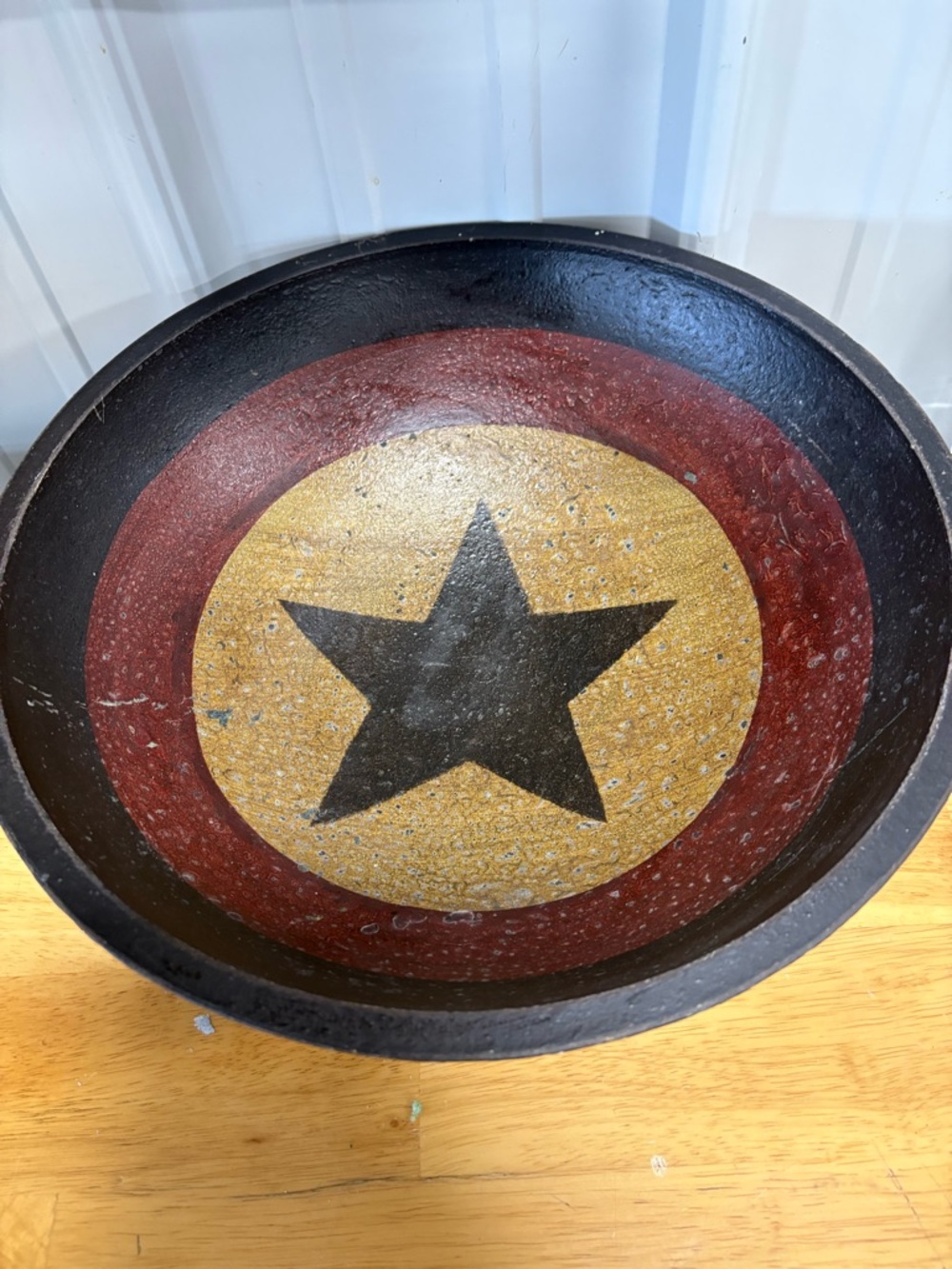 Decorative Star Pattern Wood Bowl - Red, Gold, Blue